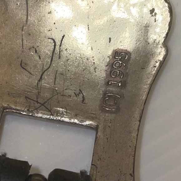 Western Silver Filigree and Black Leather Belt Made in 1995 - Picture 4 of 15